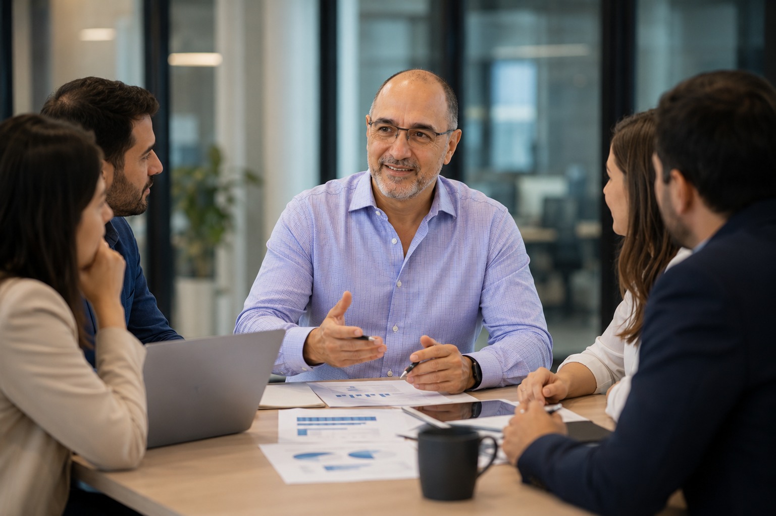 Equipo de trabajo en una reunión